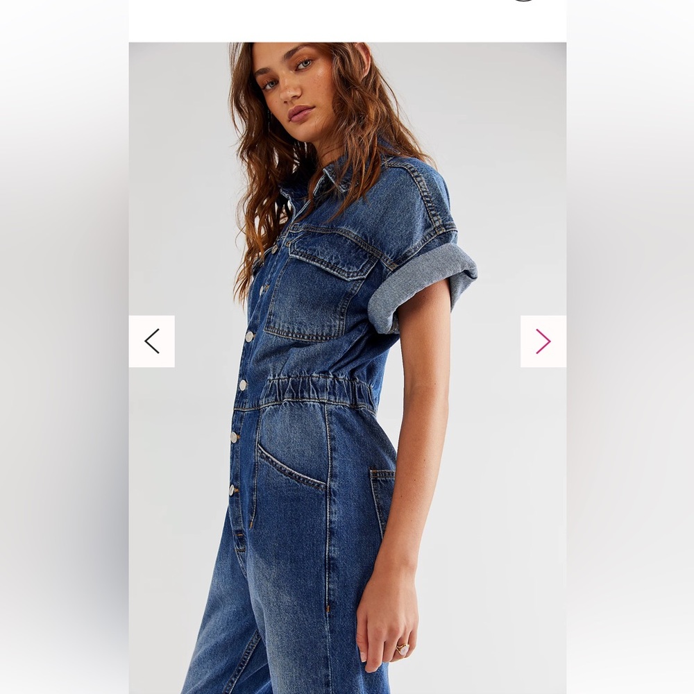 Free People Blue Denim Jumpsuit